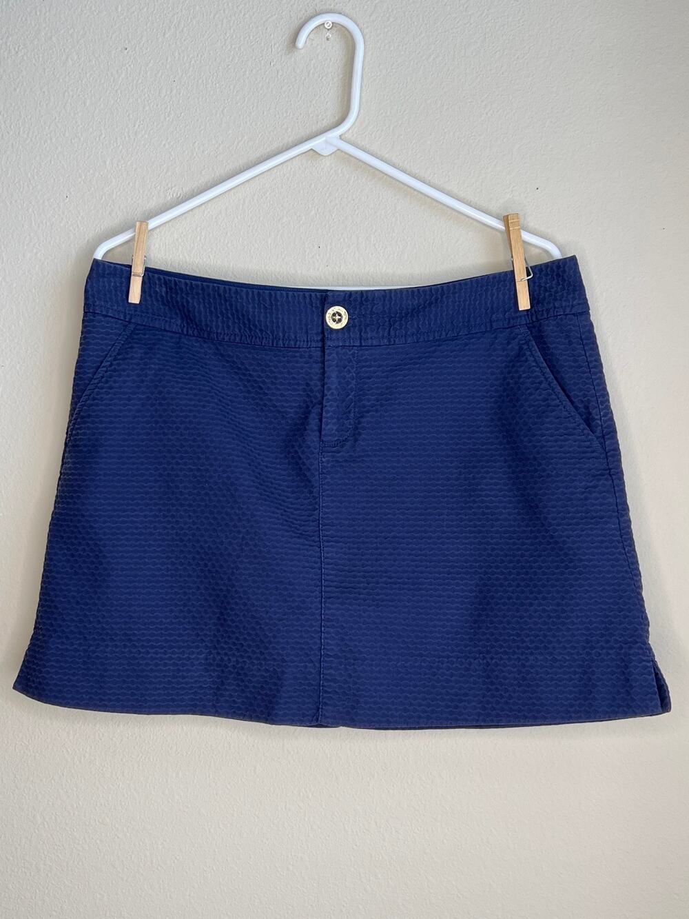 Lilly Pulitzer Colette Navy Blue Textured Jacquard Seersucker Skort Size 10